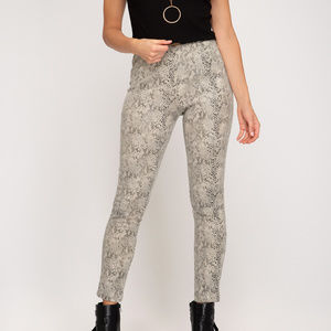 ** SALE ** ANIMAL PRINT FAUX SUEDE LEGGINGS - Tan